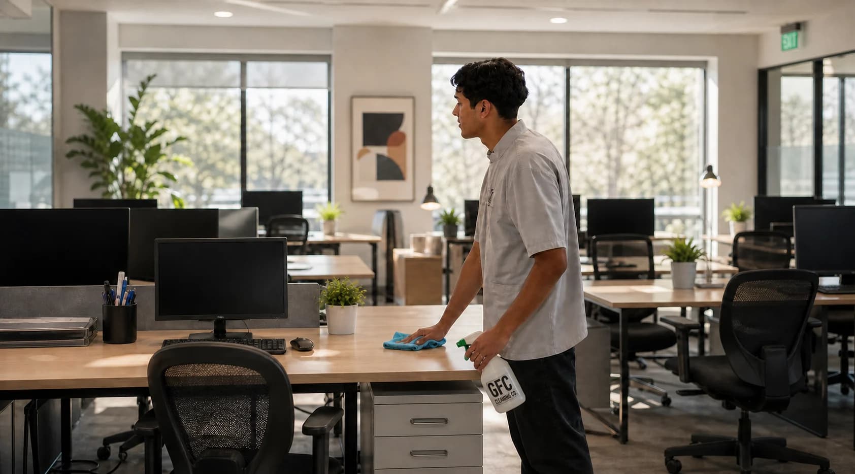 A clean, well-kept office workspace